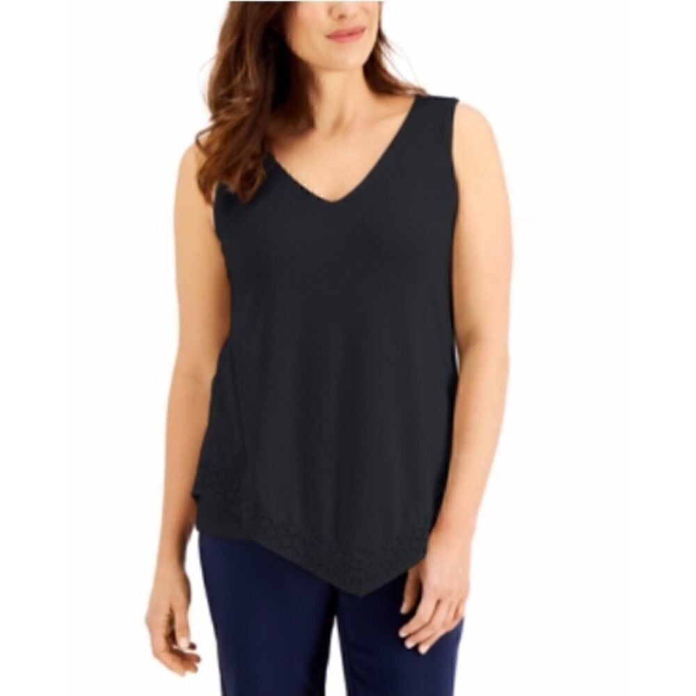 JM Collection Lace-Trimmed Tank Top Size Medium